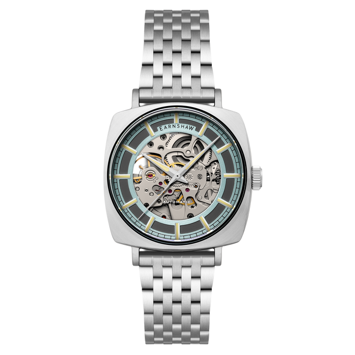 Thomas Earnshaw City Of London Moorgate Skeleton Automatic Lunar Silver angled shot picture