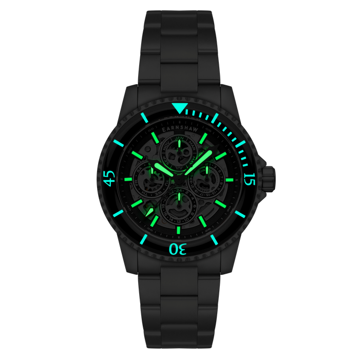 Thomas Earnshaw Admiral Duncan Triple Calendar Skeleton Automatic Shadow Thames angled shot picture