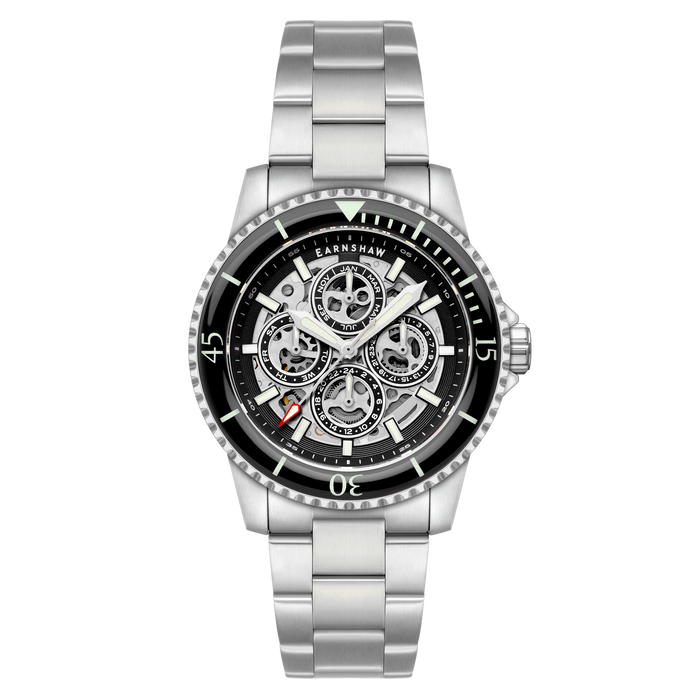 Thomas Earnshaw Admiral Duncan Triple Calendar Skeleton Automatic Shadow Thames angled shot picture