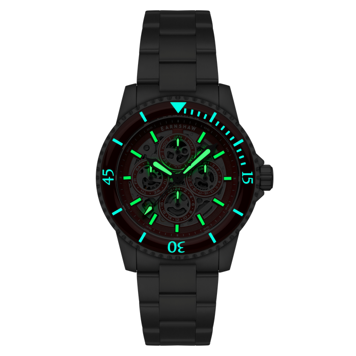 Thomas Earnshaw Admiral Duncan Triple Calendar Skeleton Automatic Sanguine Sky angled shot picture