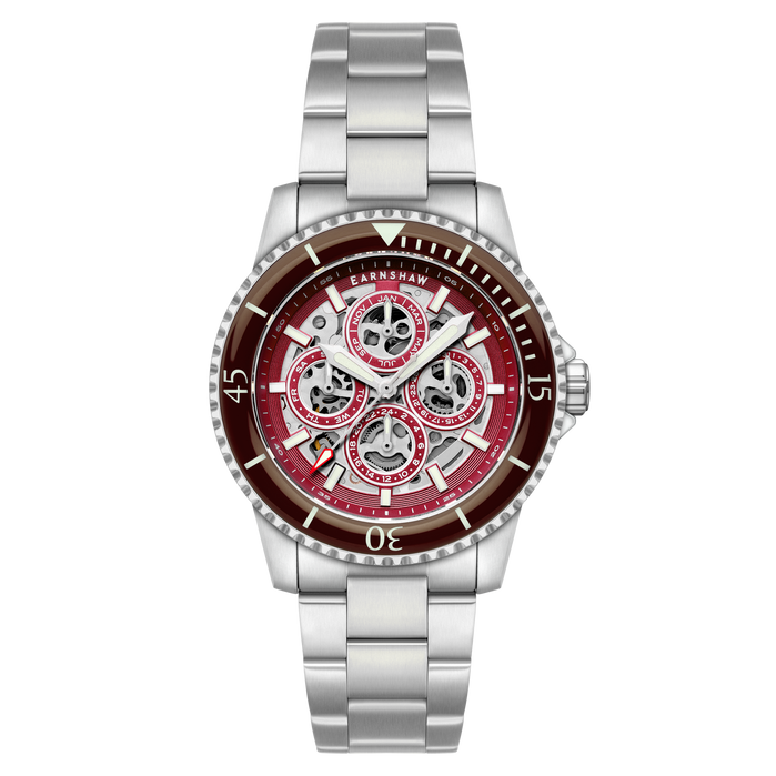 Thomas Earnshaw Admiral Duncan Triple Calendar Skeleton Automatic Sanguine Sky angled shot picture