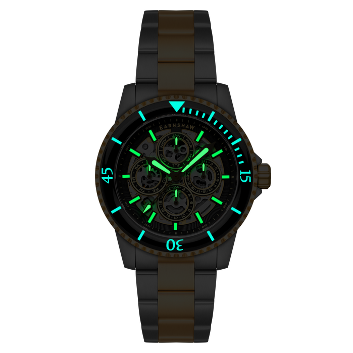 Thomas Earnshaw Admiral Duncan Triple Calendar Skeleton Automatic Regal Night angled shot picture