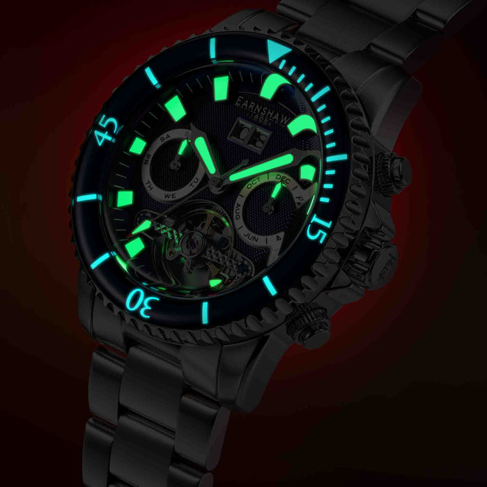 Thomas Earnshaw Admiral Duncan Grand Date Calendar Open Heart Automatic Bluebell Time angled shot picture