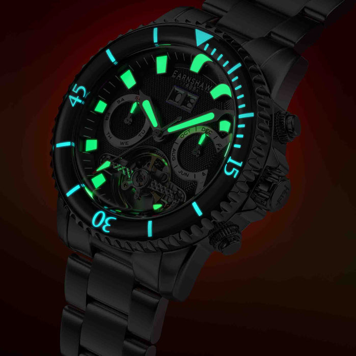 Thomas Earnshaw Admiral Duncan Grand Date Calendar Open Heart Automatic Ashen Sky angled shot picture