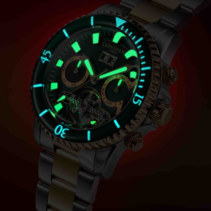 Thomas Earnshaw Admiral Duncan Grand Date Calendar Open Heart Automatic Clover Field angled shot picture