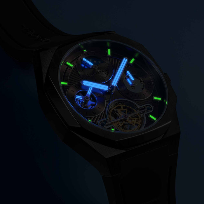 Thomas Earnshaw Discovery Drake Dual Time Date Open Heart Automatic Toffee Glow angled shot picture