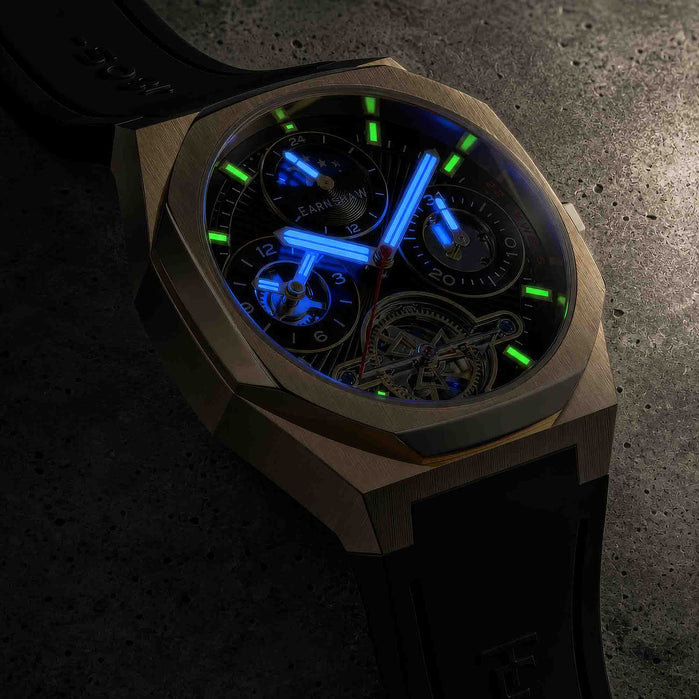 Thomas Earnshaw Discovery Drake Dual Time Date Open Heart Automatic Black Opulence angled shot picture