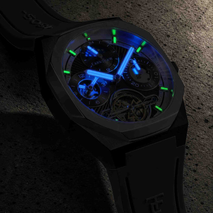 Thomas Earnshaw Discovery Drake Dual Time Date Open Heart Automatic Graphite Grace angled shot picture