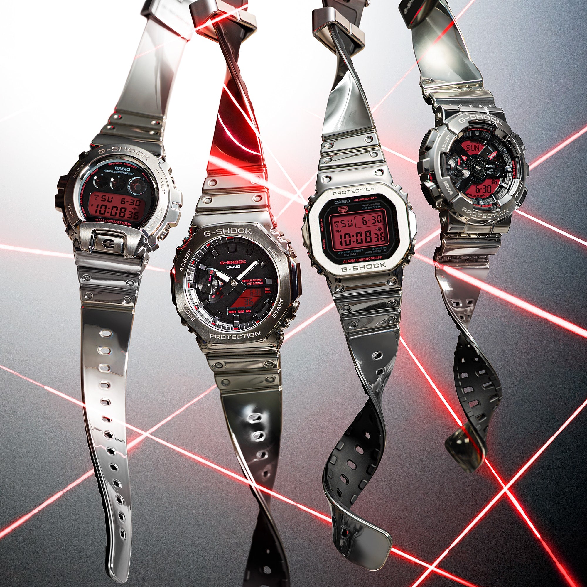 G-Shock GM5600 Digital Fine Metallic Silver Red | Watches.com