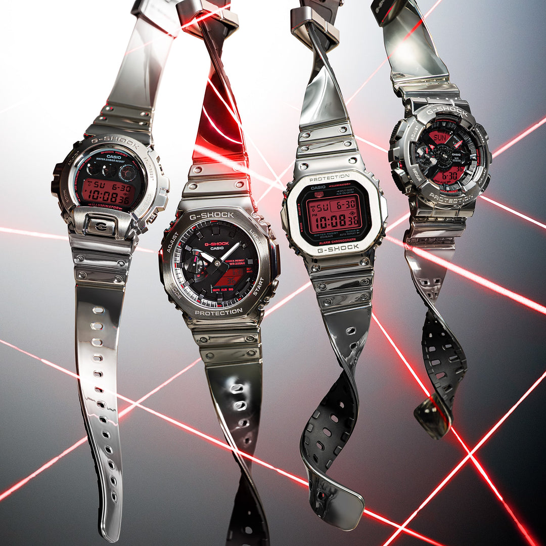 美品 G-SHOCK G-011D-6A ワインレッド フルメタル レア カシオ G-Shock GM5600 Digital Fine Metallic Silver Red | Watches.com