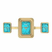 Fossil Raquel Watch Ring Gold Turquoise