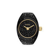 Fossil Watch Ring Two-Hand Pavé Black SS