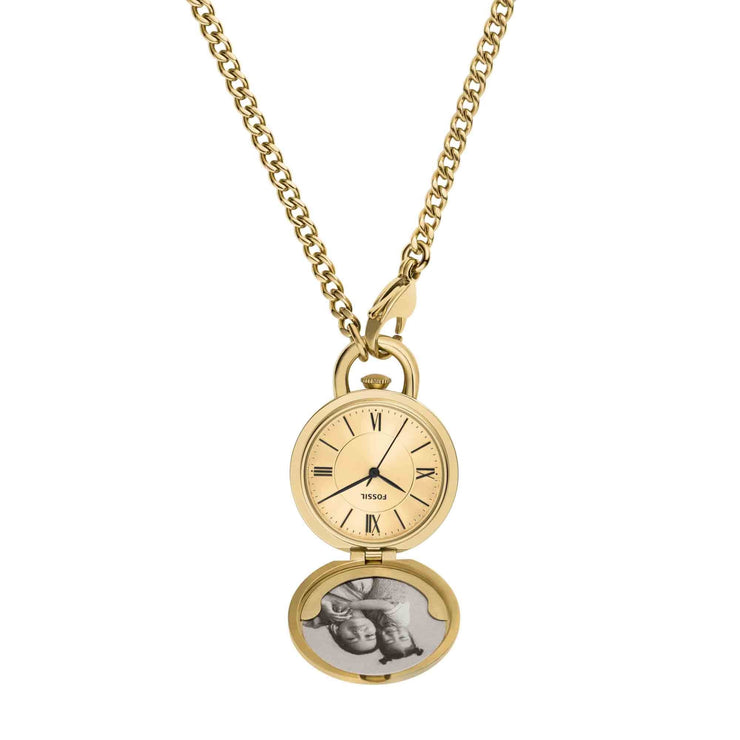 Fossil Jacqueline Gold Watch Locket Necklace