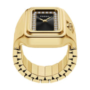 Fossil Raquel Watch Ring Two-Hand Black Gold SS