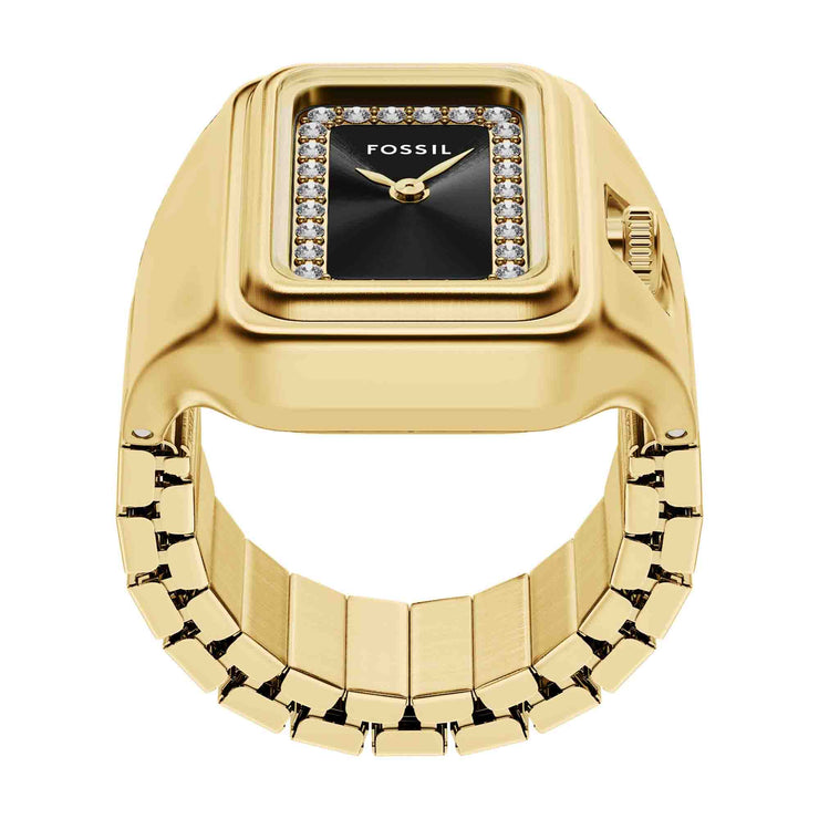 Fossil Raquel Watch Ring Two-Hand Black Gold SS