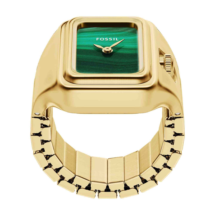 Fossil Raquel Watch Ring Two-Hand Green Gold SS