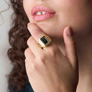 Fossil Raquel Watch Ring Two-Hand Black Gold SS