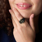 Fossil Watch Ring Two-Hand Pavé Black SS