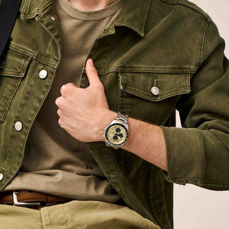 Fossil Autocross Chronograph Silver Gold SS