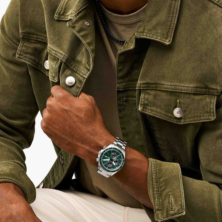 Fossil Autocross Chronograph Silver Green SS