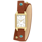 Fossil Raquel Double Wrap Brown Gold Turquoise