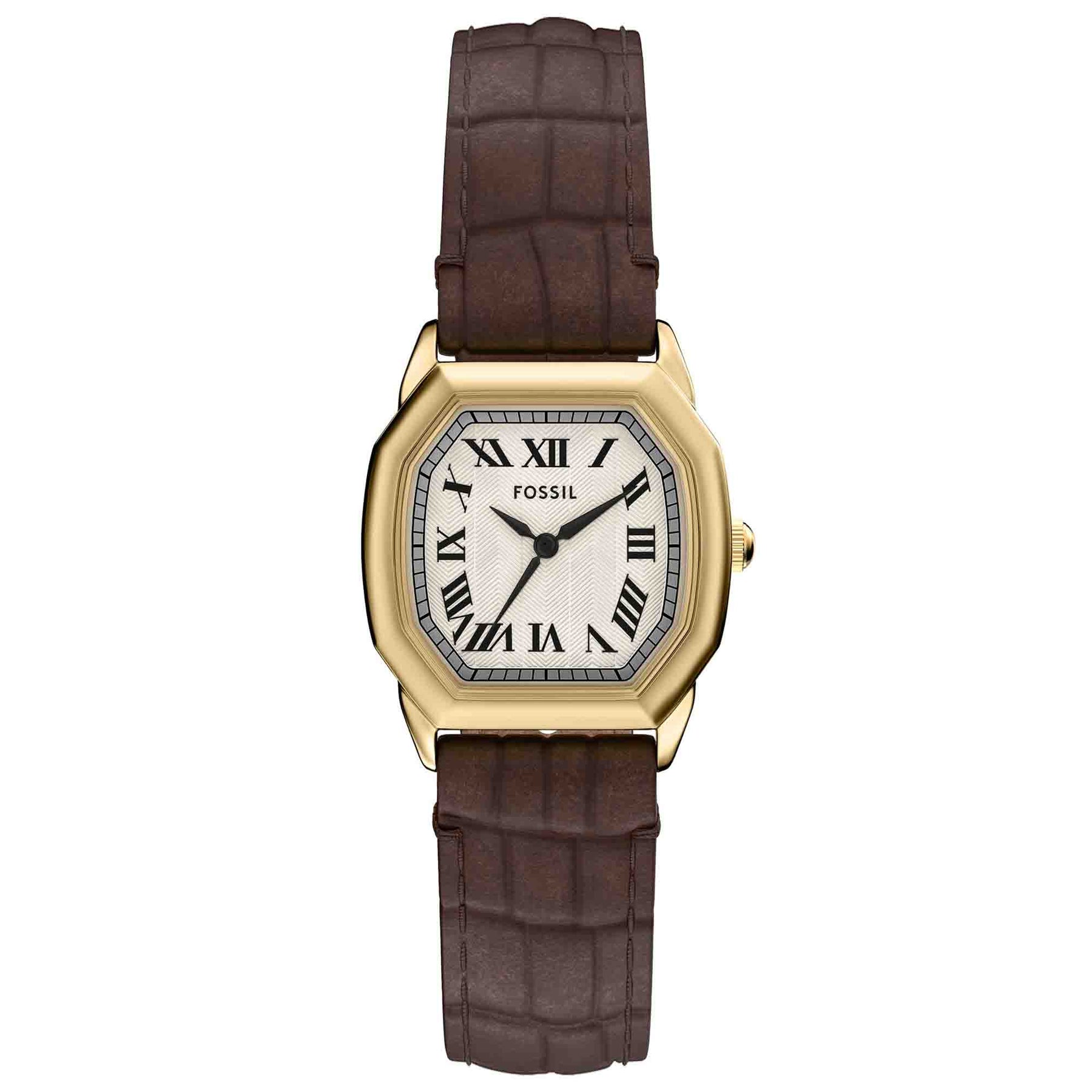 Fossil Gold and Brown Leather Watch Fossil Carraway Leather Watch — Leonard Jewelry main image 3
