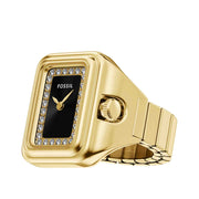 Fossil Raquel Watch Ring Two-Hand Black Gold SS