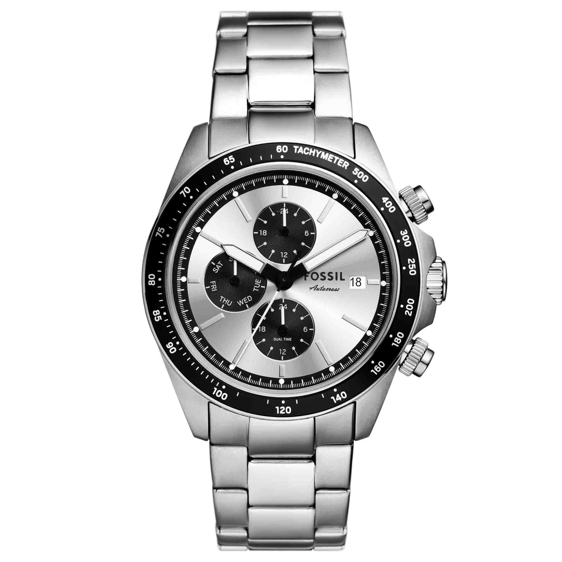 Fossil Silver and Black Watch Fossil Yorke Black Dial Men 48mm main image 4