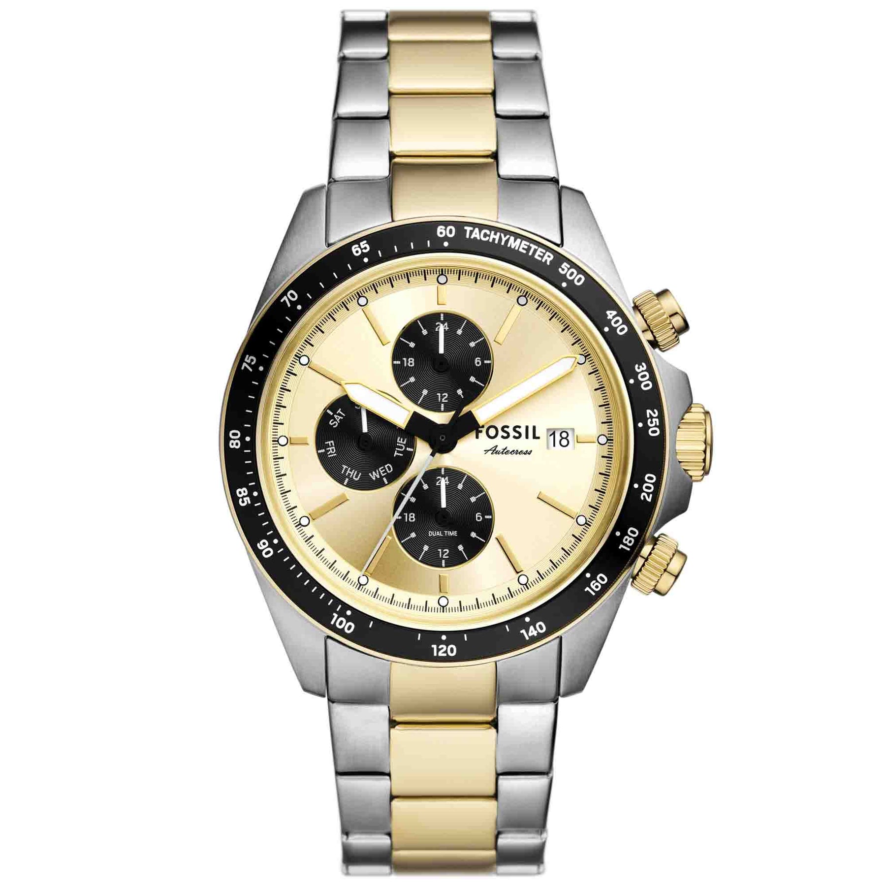 Fossil Autocross Chronograph Silver Gold SS | Watches.com