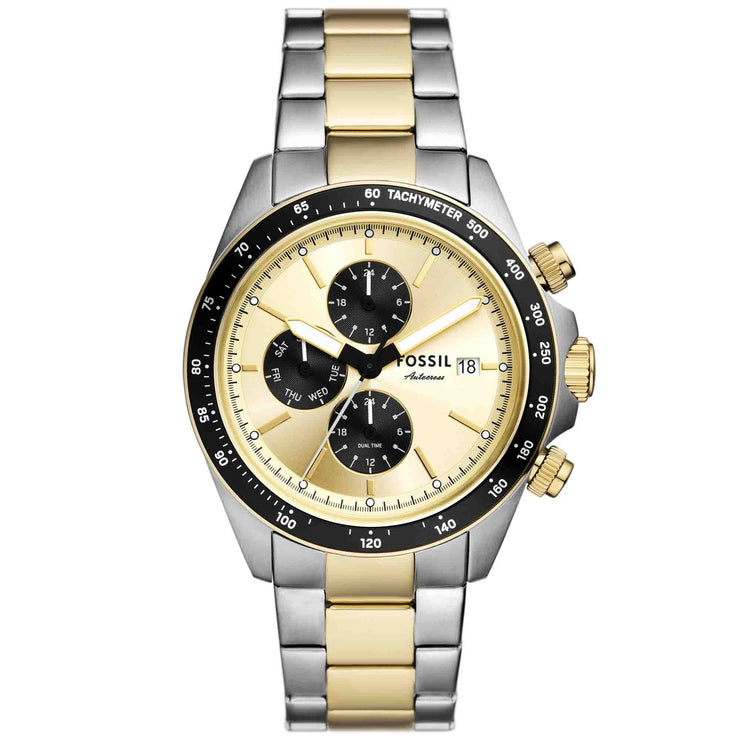 Fossil Autocross Chronograph Silver Gold SS