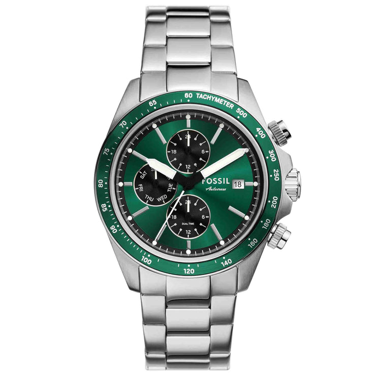 Fossil Autocross Chronograph Silver Green SS