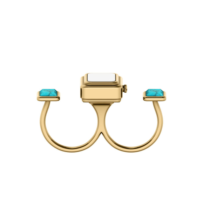 Fossil Raquel Watch Ring Gold Turquoise angled shot picture