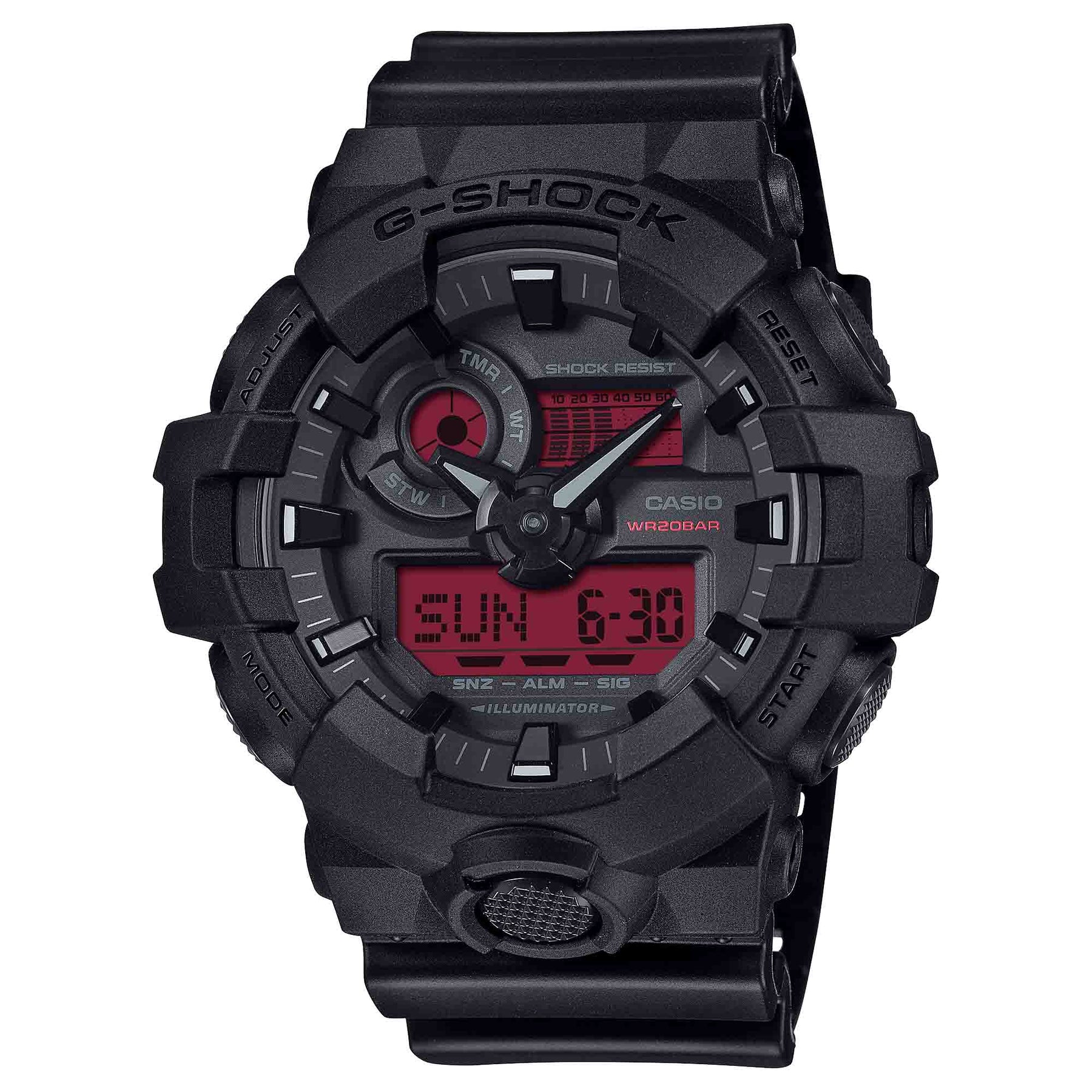 G-Shock GA700 Ana-Digi Bold Black Red | Watches.com
