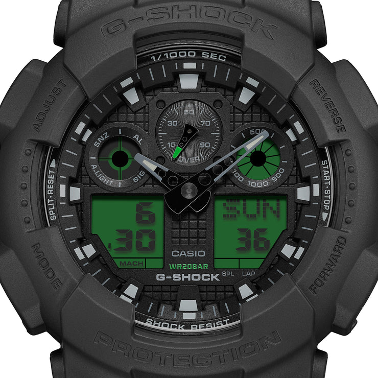 G-Shock GA100 Ana-Digi Black Green | Watches.com
