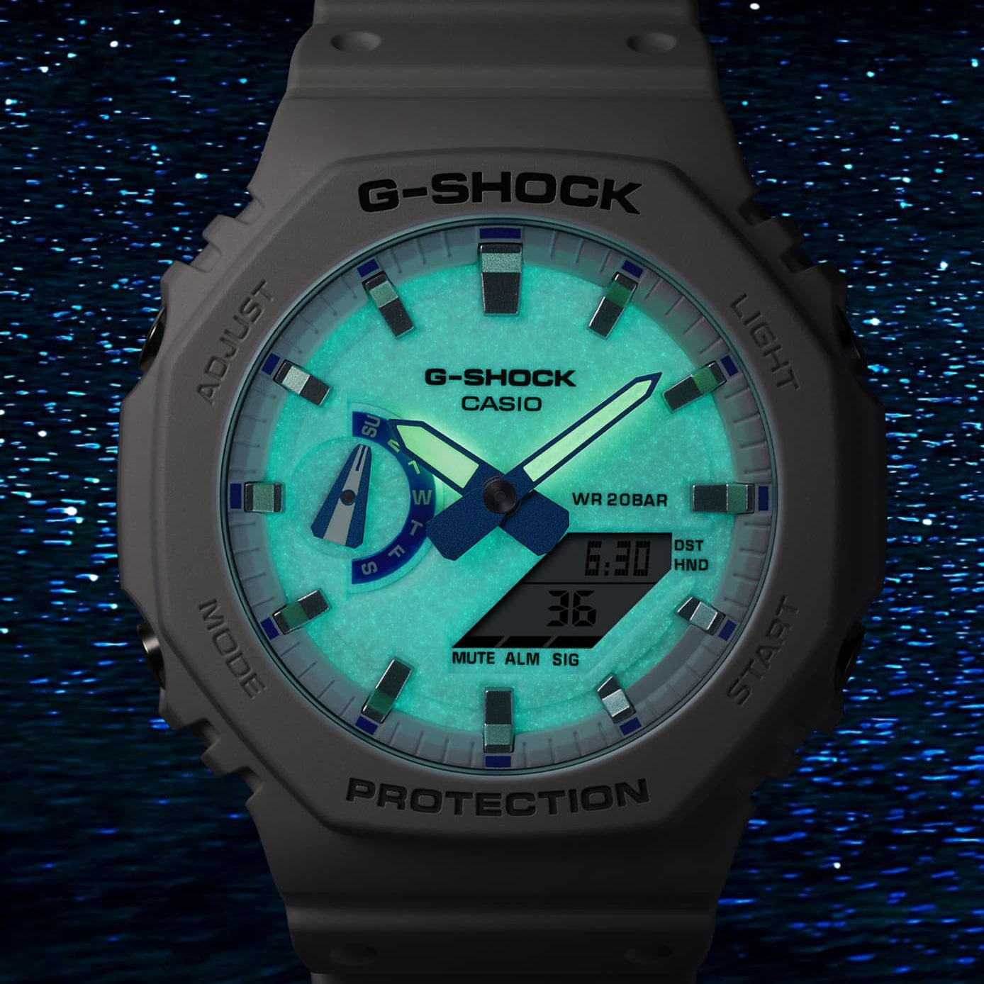G-Shock GA2100 Hidden Glow Ana-Digi White | Watches.com