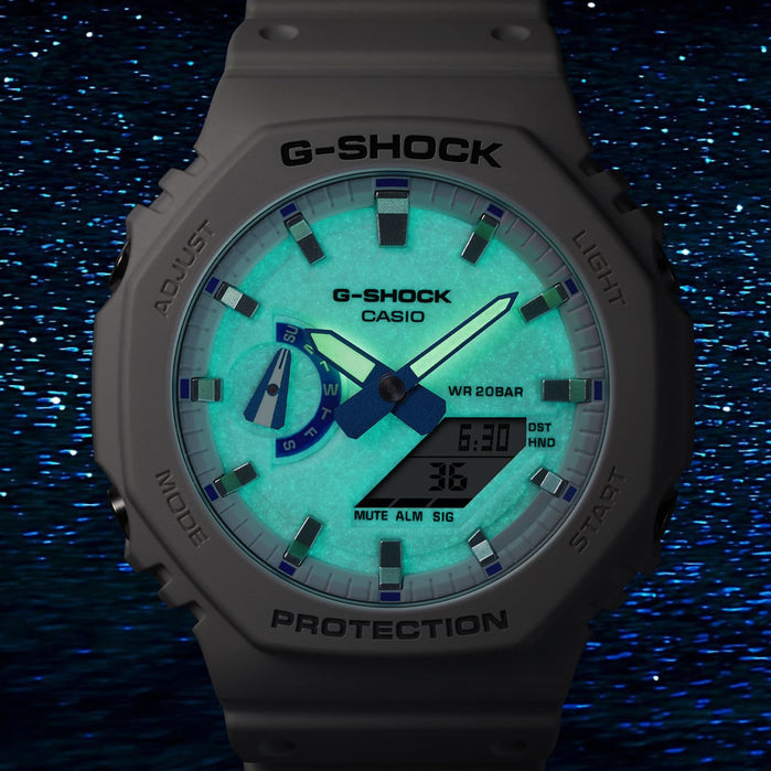 G-Shock GA2100 Hidden Glow Ana-Digi White angled shot picture