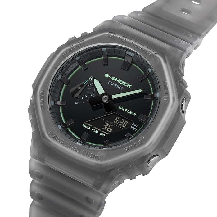 G-Shock GA2100 Smoke Light Ana-Digi Gray Green angled shot picture