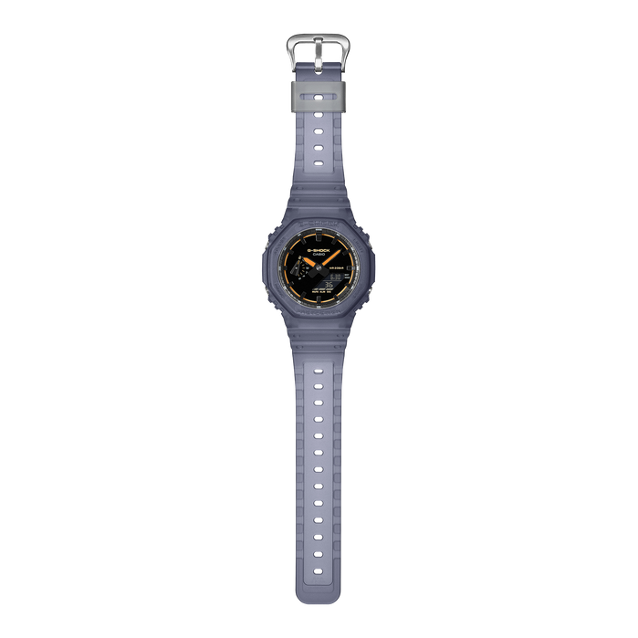 G-Shock GA2100 Smoke Light Ana-Digi Navy Orange angled shot picture