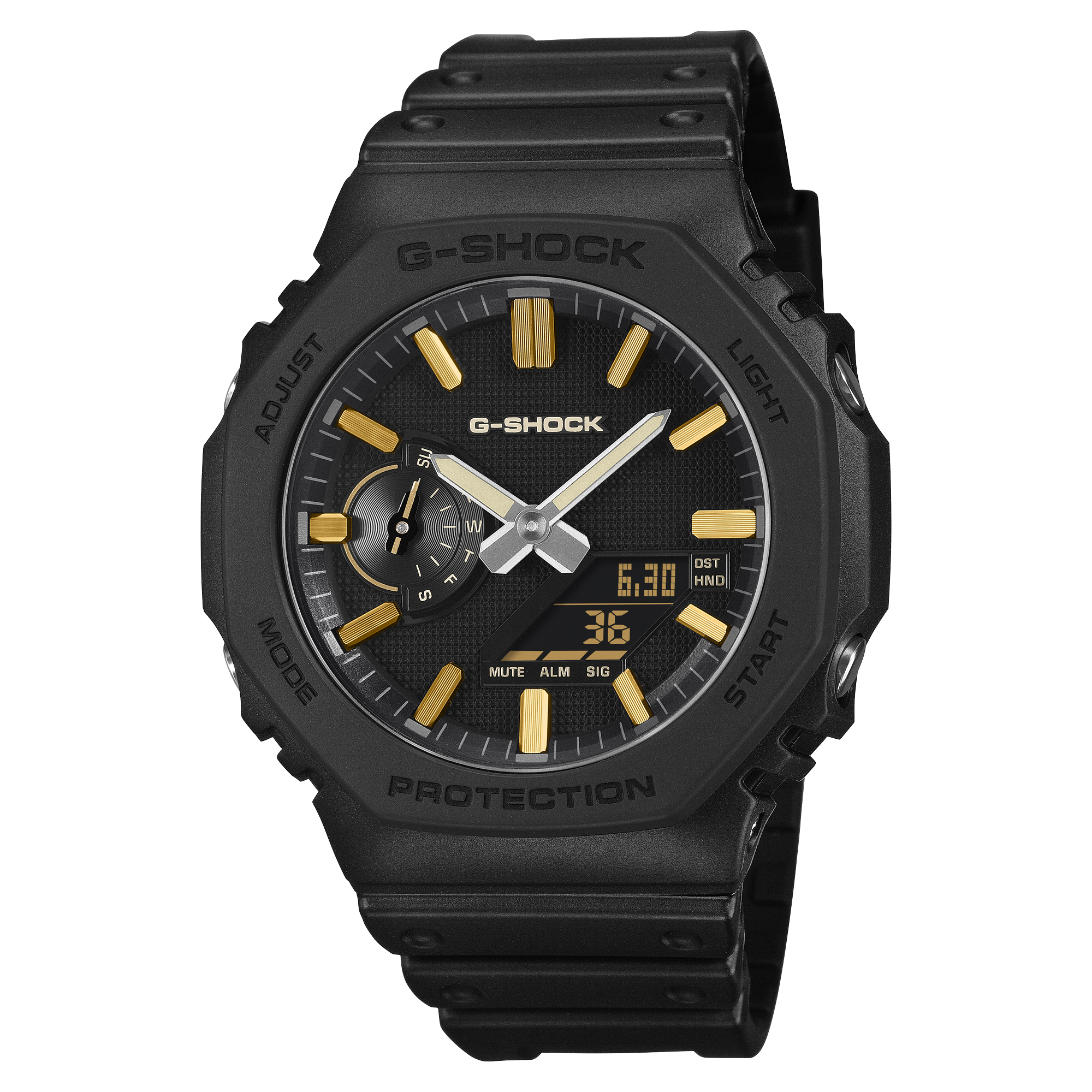G-Shock GA2100 Luxe Black Ana-Digi Black Gold | Watches.com