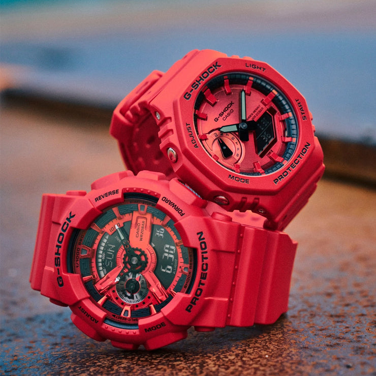CASIO G-SHOCK アナデジ レッド 本体 G-Shock GA110 Ana-Digi Iconic Red | Watches.com