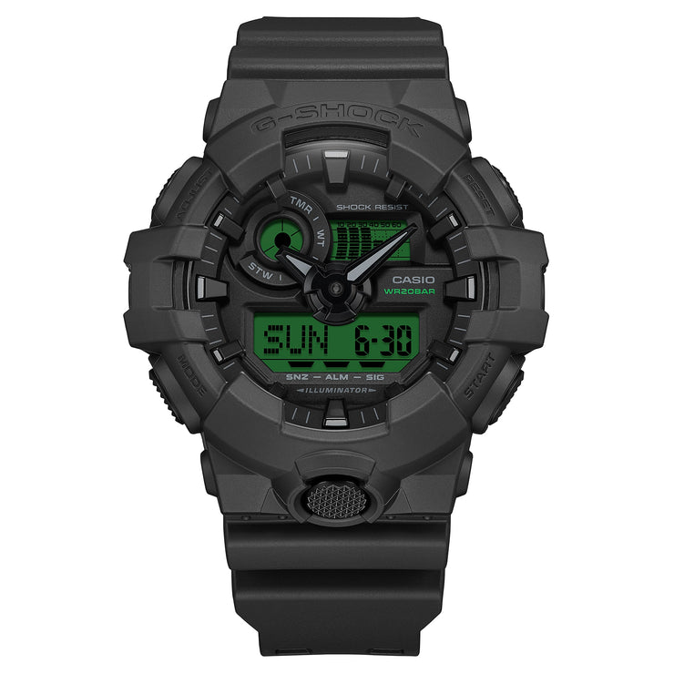 G-Shock GA700 Ana-Digi Black Green | Watches.com