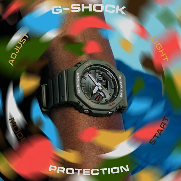 G-Shock GAB2100 Ana-Digi Green angled shot picture