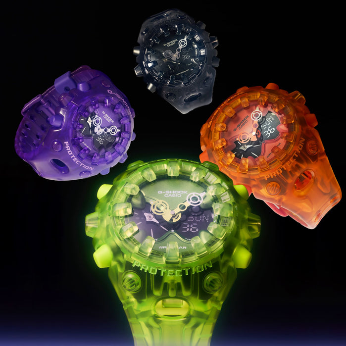 G-Shock GAV01SKE Transparent Ana-Digi Green angled shot picture