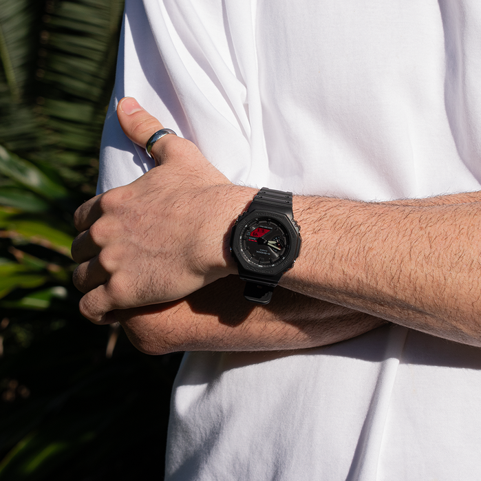 G-Shock GAB2100 Ana-Digi Bold Black Red angled shot picture