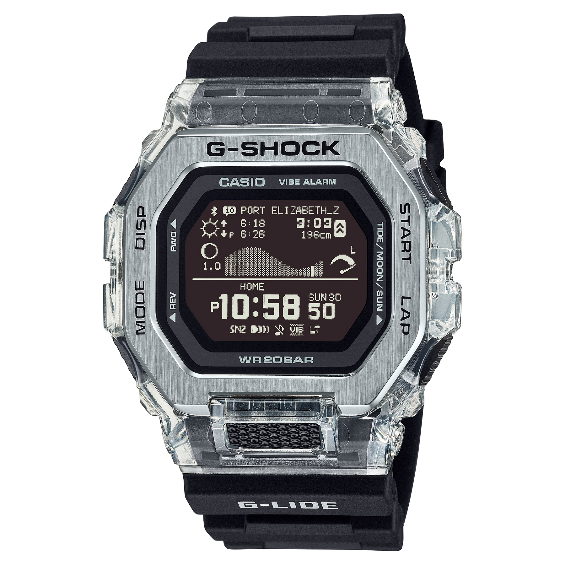 G-Shock G-Lide Tidal Connected GBX100-1 Black Silver | Watches.com