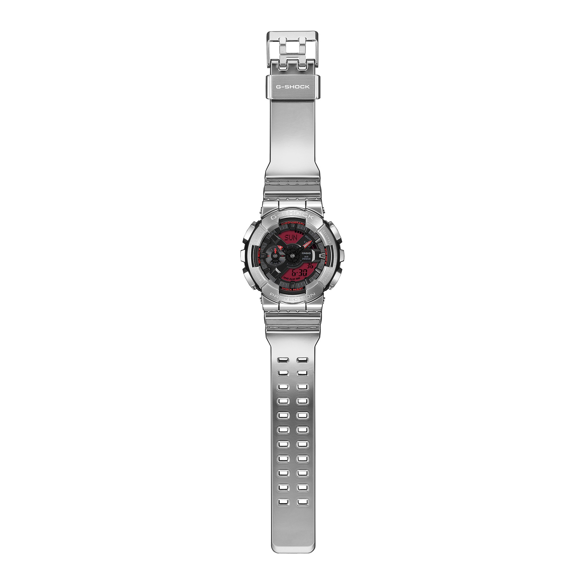 G-Shock GM110 Fine Metallic Ana-Digi Silver Red | Watches.com