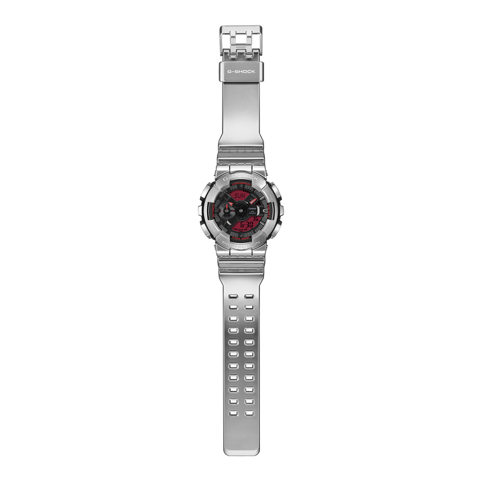 G-Shock GM110 Fine Metallic Ana-Digi Silver Red angled shot picture
