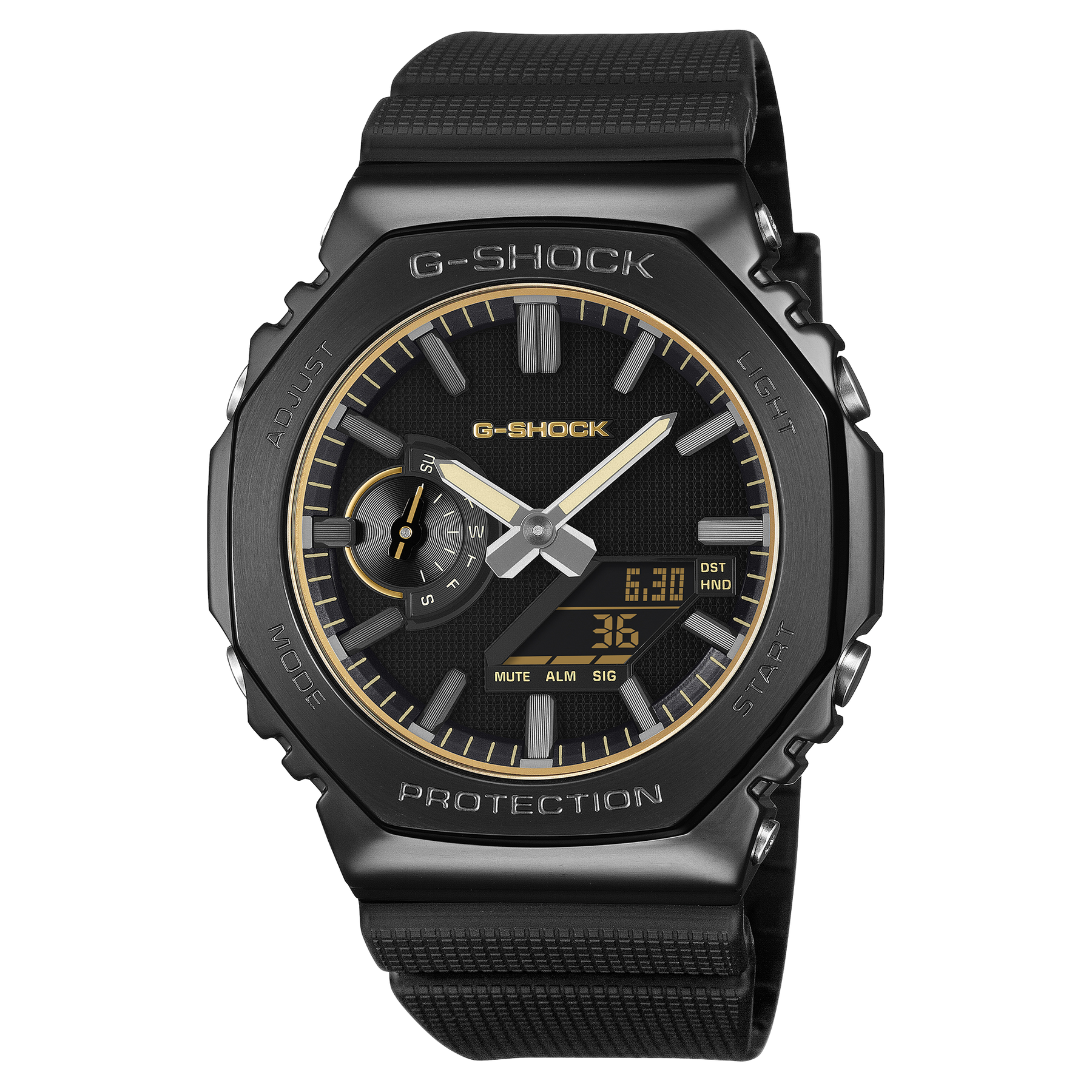 CASIO G-SHOCK GM2100 カシオーク ブラック G-Shock GM2100 Luxe Black Ana-Digi Black Gold | Watches.com