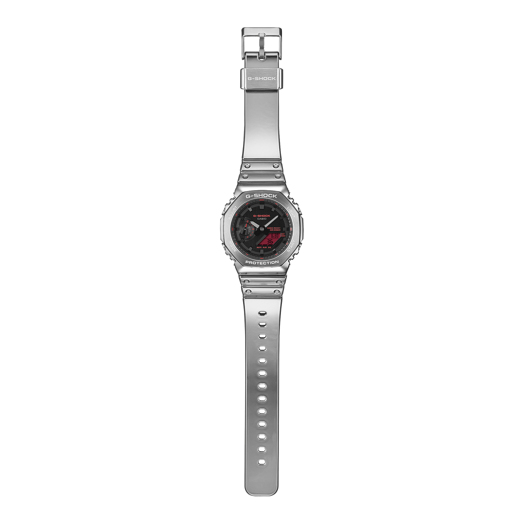 G-Shock GM2100 Ana-Digi Fine Metallic Silver Red | Watches.com