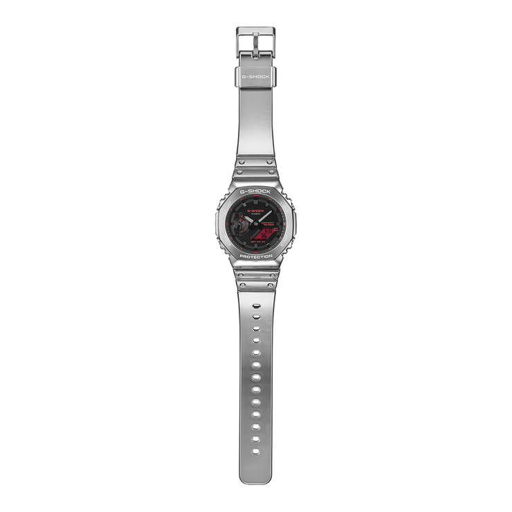 G-Shock GM2100 Ana-Digi Fine Metallic Silver Red | Watches.com